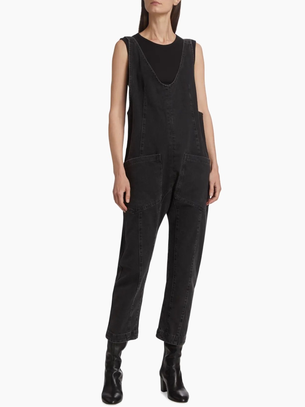 Free People High Roller Jumpsuit in Mineral Black | Size XS